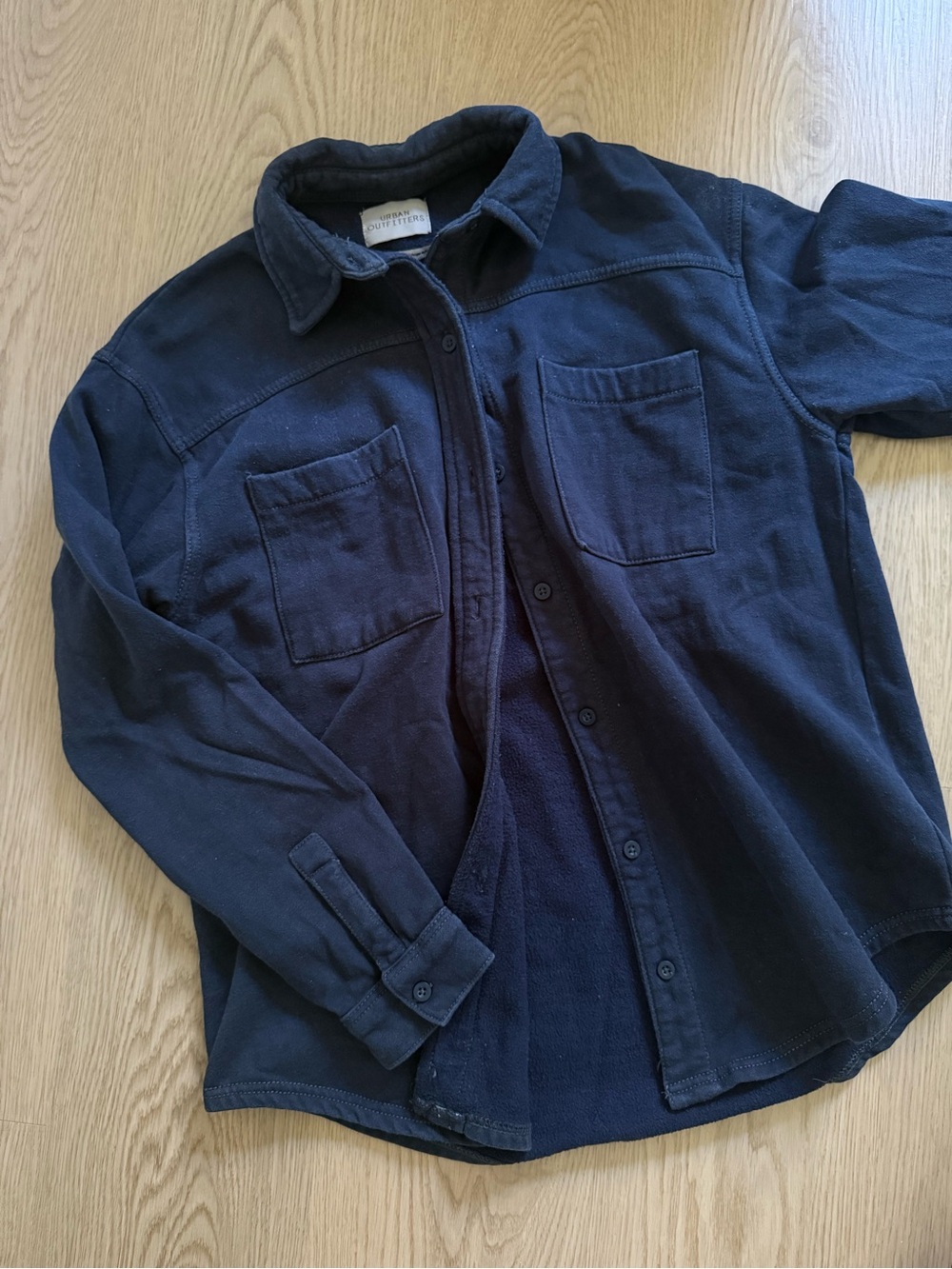 Navy Blue Urban Outfitters flannel shacket style button up (Size XS)